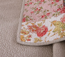 Sale Cotton bedspread coverlet quilted queen king vintage beige floral patchwork style