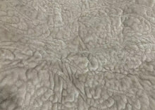 Plush soft velvet bedspread coverlet queen king quilted provincial damask floral cotton reverse latte beige