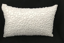 Pearl white hand beaded  cushion