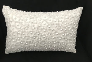 Pearl white hand beaded  cushion