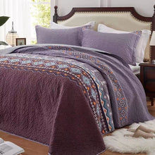 Purple modern coverlet bedspread queen king design light weight paisley floral