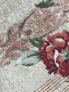 3 piece cotton bedspread pink beige coverlet girl pink vintage provincial floral pretty cotton reversible quilted