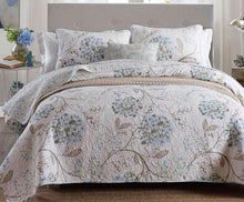 Sale 3 piece bedspread coverlet cotton queen king blossom blue beige