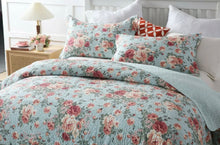 Sale Cotton bedspread coverlet king queen summer floral  the green blue vintage oranges peach garden