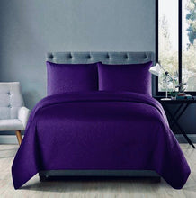 Lightweight coverlet bedspread queen king solid royal elegant dark purple