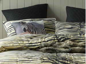 Safari quilt cover set super king by Bianca cotton blend beige black zebra in