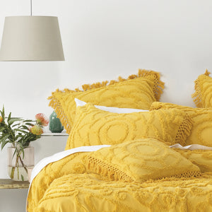 Santorini  mustard yellow cotton chenille 5 piece package double /queen