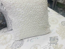 Pearl white hand beaded  cushion 45cm x45cm square