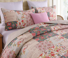 Sale Cotton bedspread coverlet quilted queen king vintage beige floral patchwork style