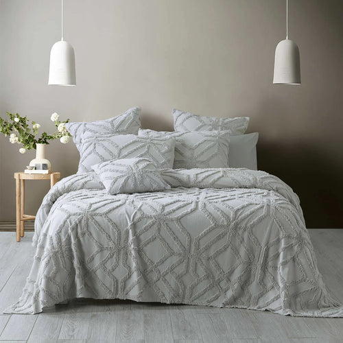 Bianca willow coverlet bedspread super king cotton chenille grey modern