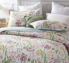 Sale 3 piece  bedspread coverlet cotton queen king floral white pink purple yellow green reversible summer vibrant