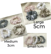 New silk mulberry silk scrunchies and eye mask 25 momme silver 4 piece package beige gold