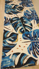 Runner and 2 matching cushion covers Unique table runner blue tropical New table bed  runner indoor gorgeous blue navy tropical leaf large unique item cotton linen