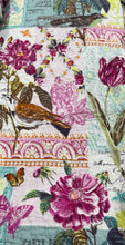 Cotton bedspread queen king pink French elegant bird butterfly vintage vibrant