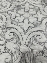 New Embroidery of   3 piece bedspread quilted coverlet cotton queen king grey provincial damask grey white