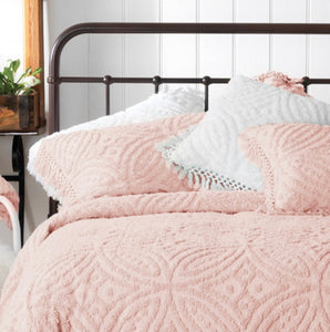 Kalia bedspread set pink Bianca chenille cotton easy care king queen single