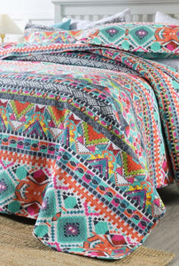 Sale 3 piece cotton bedspread coverlet  colour Moroccan vibrant colourful cultural inspired summer reversible