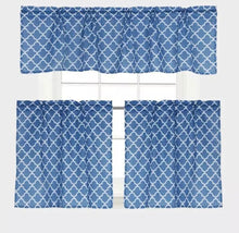 3 piece kitchen curtain blue modern contemporary