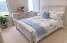 Sale 3 piece bedspread coverlet cotton queen king blossom blue beige