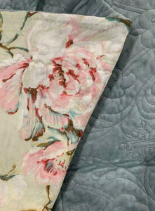 Plush soft velvet bedspread coverlet queen king quilted provincial damask floral cotton reverse blue