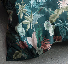 Fernanda quilt cover by linen house cotton teal queen tropical exotic bird