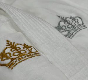 Luxury Hotel quality embroidered gold cotton bath robe towel bridal elegant velvet