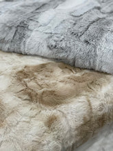 super soft luxury elegant large faux fur throw blanket grey cream reversible