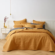 3 Bianca bedspread coverlet queen king  mustard gold provincial royal
