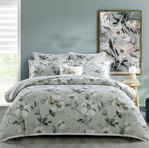 New Bianca quilt cotton sateen cover set queen grey beige floral vintage