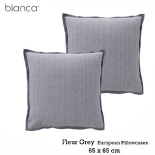 A pair of European pillow covers Bianca grey silver