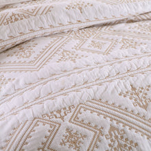 Embroidered gold white cotton coverlet bedspread premium royal gold