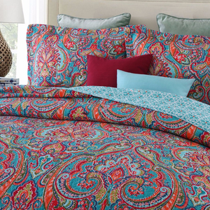 Sale 3 piece cotton bedspread coverlet paisley reversible colour Moroccan inspired summer reversible