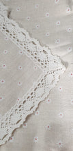 6-8 seater table cover linen cotton lace blend daisy print