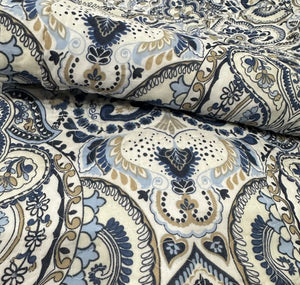 Sale New 3 piece bedspread quilted coverlet cotton queen king provincial damask blue beige white