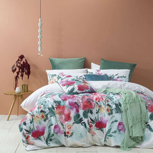 Bianca Indra quilt cover set floral green fuchsia