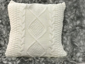 White cream cushion cover knitted crochet