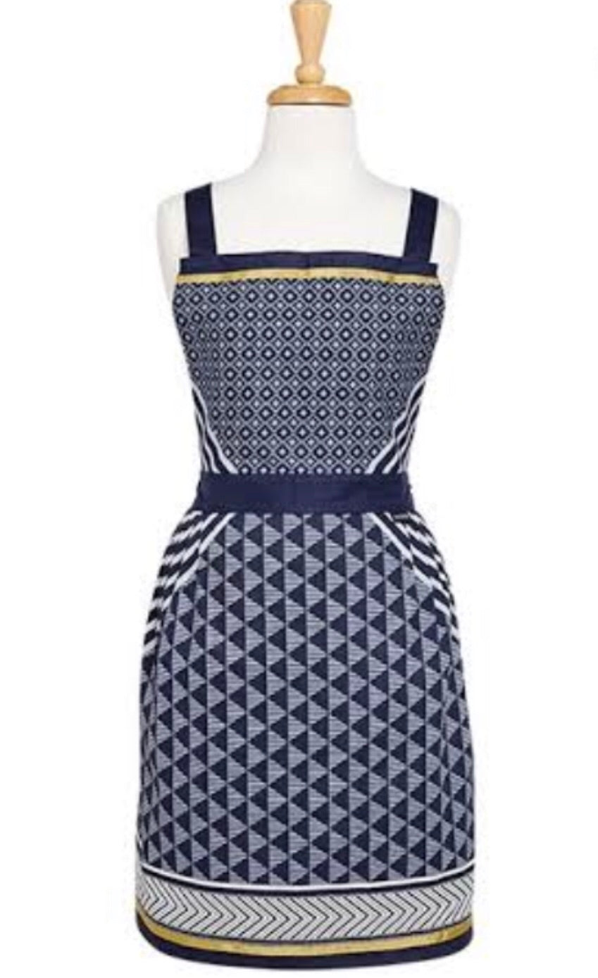 Ladelle cotton apron Selena black gold geometric