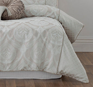 4 piece Balerno Bianca taupe elegance range jacquard queen