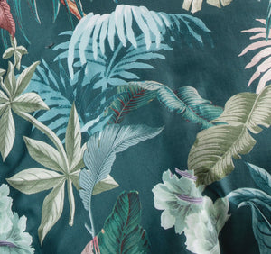 Fernanda quilt cover by linen house cotton teal queen tropical exotic bird