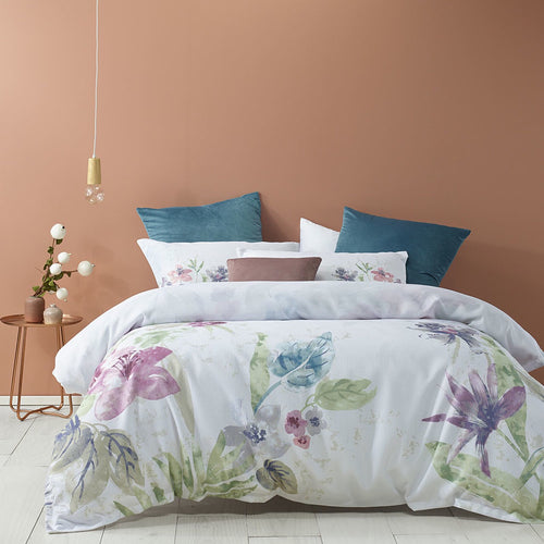 Zaylee quilt cover set floral summer white vibrant double