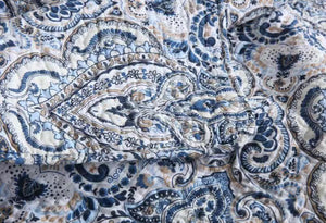 Sale New 3 piece bedspread quilted coverlet cotton queen king provincial damask blue beige white