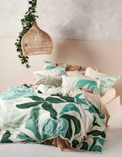 Terrarium quilt cover queen by linen house green tropical leaf