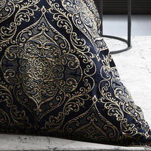 Davinci Peron quilt cover damask navy gold royal French provincial damask elegant king