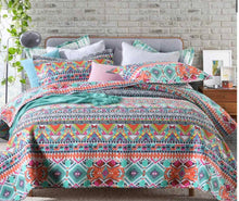 Sale 3 piece cotton bedspread coverlet  colour Moroccan vibrant colourful cultural inspired summer reversible