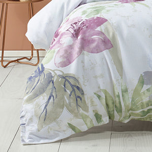 Zaylee quilt cover set By Bianca  3 piece floral summer white king