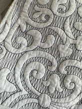 New Embroidery of   3 piece bedspread quilted coverlet cotton queen king grey provincial damask grey white