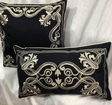 Set of embroidered gold cushion covers elegant red, royal blue, black , green, white