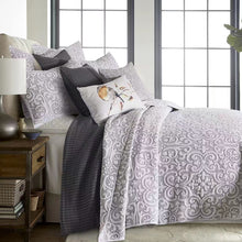 New Embroidery of   3 piece bedspread quilted coverlet cotton queen king grey provincial damask grey white