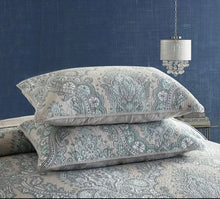 Cotton bedspread coverlet queen king quilted provincial damask blue grey royal elegant