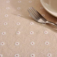 6-8 seater table cover linen cotton lace blend daisy print